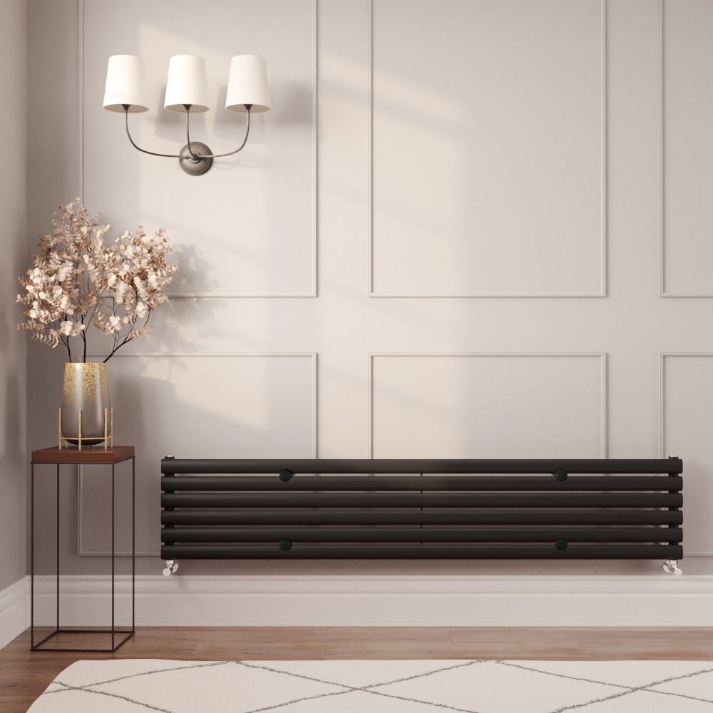 Milano Aruba - Black Horizontal Designer Radiator 354mm x 1780mm (Single Panel)