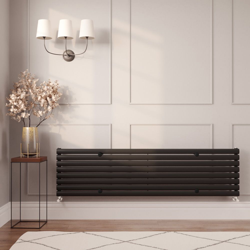 Milano Aruba - Black Horizontal Designer Radiator 472mm x 1780mm (Single Panel)