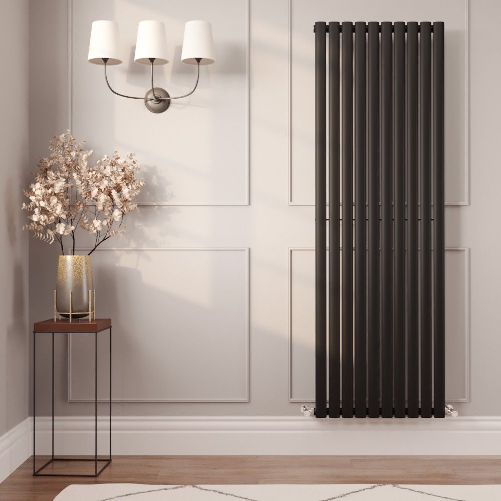 Milano Aruba - Black Vertical Designer Radiator 1780mm x 590mm (Single Panel)