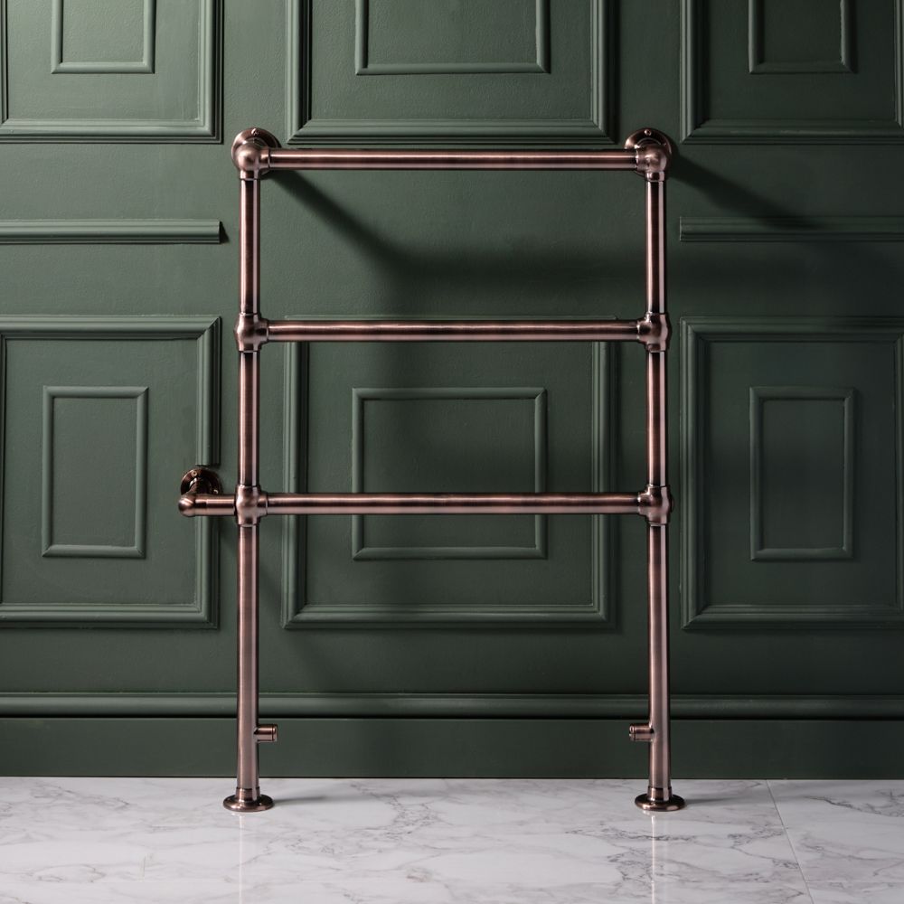 Milano Derwent - Minimalist Electric Traditional Heated Towel Rail 966mm x 673mm - Brushed Bronze
