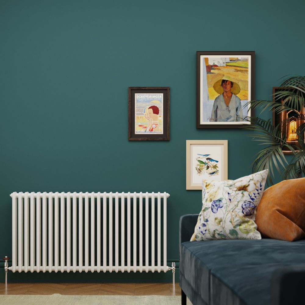 Milano Windsor - Horizontal Triple Column White Traditional Cast Iron Style Radiator - 600mm x 1190mm