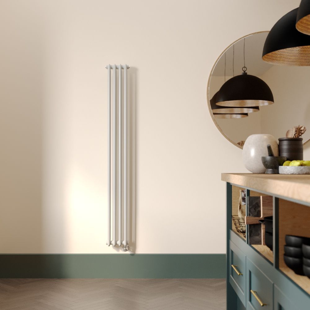 Milano Windsor - 1500mm White Traditional Vertical Electric Double Column Radiator - Choice of Size and Wi-Fi Thermostat