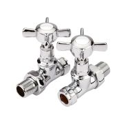Milano - Traditional Chrome Straight Radiator Valves (Pair)