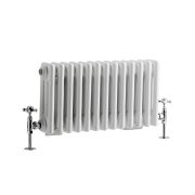 Milano Windsor - Horizontal Triple Column White Traditional Cast Iron Style Radiator - 300mm x 605mm