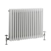 Milano Windsor - Horizontal Triple Column White Traditional Cast Iron Style Radiator - 600mm x 785mm