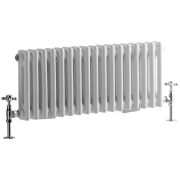 Milano Windsor - Horizontal Double Column White Traditional Cast Iron Style Radiator - 300mm x 785mm