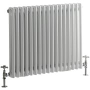 Milano Windsor - Horizontal Double Column White Traditional Cast Iron Style Radiator - 600mm x 785mm