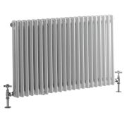 Milano Windsor - Horizontal Double Column White Traditional Cast Iron Style Radiator - 600mm x 1010mm