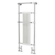 Milano Elizabeth - White and Chrome Traditional Heated Towel Rail 1500mm x 575mm (With Overhanging Rail)