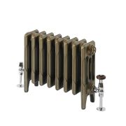 Milano Mercury - 4 Column Cast Iron Radiator - 460mm Tall - Natural Brass - Multiple Sizes Available