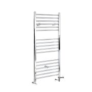 Milano Kent - Chrome Dual Fuel Straight Heated Towel Rail 1200mm x 600mm