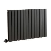 Milano x ECOSO Alpha - Electric Anthracite Horizontal Designer Radiator - 635mm Tall - Choice of Size and Wi-Fi Thermostat - Plug-In and Hardwired Options