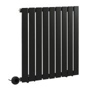 Milano x ECOSO Alpha Electric - Black Horizontal Flat Panel Designer Radiator - 635mm x 630mm (Single Panel) - with Wi-Fi Thermostatic Heating Element