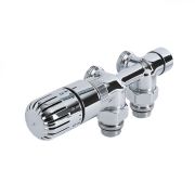 Milano - Chrome Thermostatic H Block Angled Valve With Euro Cone Adaptor - Copper 15mm