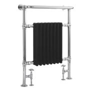 Milano Elizabeth - Matt Black Traditional Heated Towel Rail - 960mm x 675mm (With Overhanging Rail)