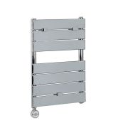 Milano x ECOSO Electric Lustro - Designer Chrome Flat Panel Heated Towel Rail - 620mm x 450mm - with Thermostatic Wi-Fi Heating Element