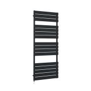 Milano x ECOSO Lustro - Electric Designer Black Flat Panel Heated Towel Rail - Choice of Size, Heating Element and Cable Cover
