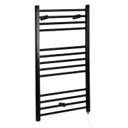 Milano Nero Electric - Straight Matt Black Heated Towel Rail 1000mm x 400mm