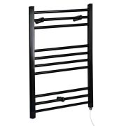 Milano Nero Electric - Straight Matt Black Heated Towel Rail 800mm x 600mm