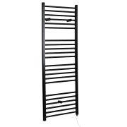 Milano Nero Electric - Straight Matt Black Heated Towel Rail 1600mm x 600mm