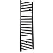 Milano Nero Electric - Straight Matt Black Heated Towel Rail 1800mm x 600mm