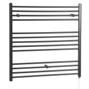 Milano Nero Electric - Straight Matt Black Heated Towel Rail 1000mm x 1000mm