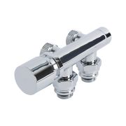 Chrome H Block Angled Valve Chrome Handwheel with 15mm Copper Adapters