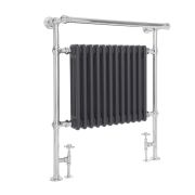Milano Elizabeth - Anthracite and Chrome Traditional Heated Towel Rail - 930mm x 790mm (With Overhanging Rail)