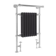 Milano Elizabeth - Anthracite and Chrome Traditional Heated Towel Rail - 930mm x 620mm (With Overhanging Rail)