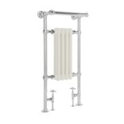Milano Elizabeth - White and Chrome Traditional Heated Towel Rail - 930mm x 452mm (With Overhanging Rail)