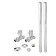 Milano - Minimalist Straight Radiator Valve and Pipe Set - Chrome
