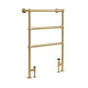 Milano Derwent - Traditional Minimalist Brushed Brass Heated Towel Rail - 966mm x 673mm