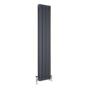Milano Windsor - Anthracite Traditional Vertical Dual Fuel Triple Column Radiator - 1800mm x 380mm - Choice of Valve and Wi-Fi Thermostat
