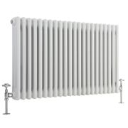 Milano Windsor - Horizontal Triple Column White Traditional Cast Iron Style Radiator - 600mm x 1010mm