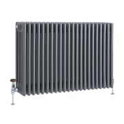 Milano Windsor - Horizontal Four Column Anthracite Traditional Cast Iron Style Radiator - 600mm x 1010mm