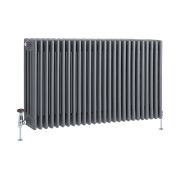 Milano Windsor - Horizontal Four Column Anthracite Traditional Cast Iron Style Radiator - 600mm x 1190mm
