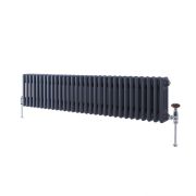 Milano Windsor - Anthracite Traditional Horizontal Triple Column Radiator - 300mm x 1415mm