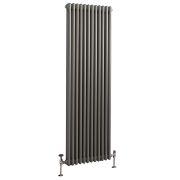 Milano Windsor - Metallic Silver Traditional Vertical Double Column Radiator - Choice of Size