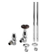 Milano Windsor - Traditional Thermostatic Angled Radiator Valve and Pipe Set - Chrome