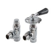 Milano - Traditional Thermostatic Angled Radiator Valve and Pipe Set - Choice of Finish