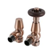 Milano Windsor - Antique Copper Traditional Thermostatic Angled Radiator Valves (Pair)