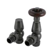 Milano Windsor - Pewter Traditional Thermostatic Angled Radiator Valves (Pair)