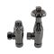 Milano Windsor - Thermostatic Antique Style Angled Radiator Valve and Pipe Set - Black Nickel