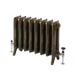 Milano Beatrix - Ornate Cast Iron Radiator - 2 Column - 510mm Tall - Natural Brass