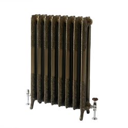 Milano Beatrix - Ornate Cast Iron Radiator - 2 Column - 950mm Tall - Natural Brass