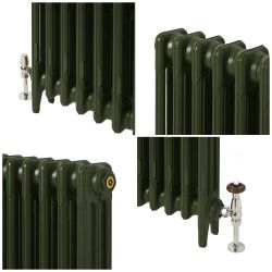 Milano Mercury - Cast Iron Radiator - 3 Column - 360mm Tall - Farrow & Ball Duck Green