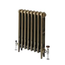 Milano Mercury - Cast Iron Radiator - 3 Column - 660mm Tall - Natural Brass
