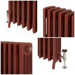Milano Isabel - Cast Iron Radiator - 4 Column - 660mm Tall - Farrow & Ball Eating Room Red