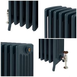 Milano Isabel - Cast Iron Radiator - 6 Column - 660mm Tall - Farrow & Ball Hague Blue