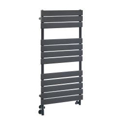 Milano Lustro - Dual Fuel Designer Anthracite Flat Panel Heated Towel Rail - Various Sizes and Cable Cover Option